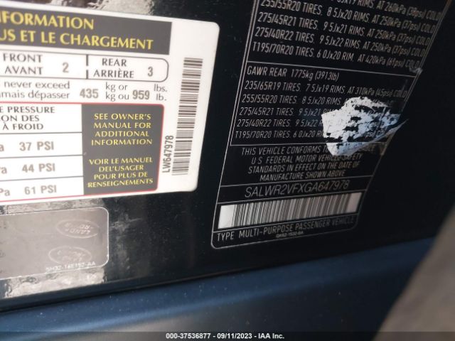 SALWR2VFXGA647978 Land Rover Range Rover Sport V6 Hse
