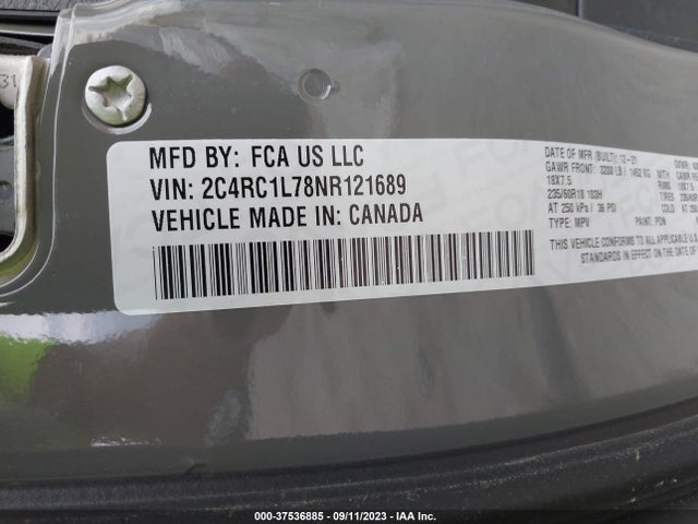 Chrysler Pacifica Hybrid Touring L 2022 2C4RC1L78NR121689 Image 9