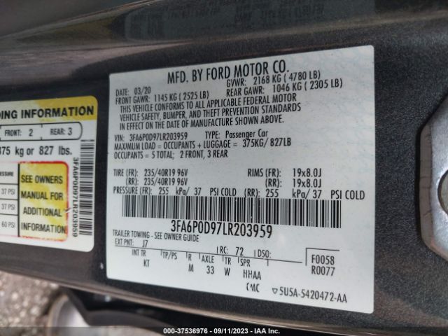 3FA6P0D97LR203959 Ford Fusion Titanium