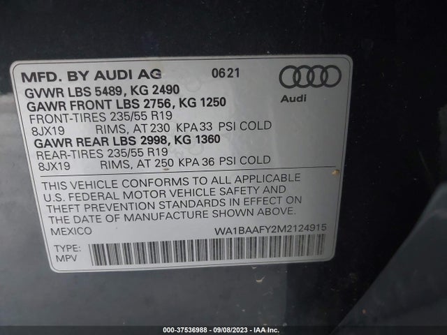 WA1BAAFY2M2124915 Audi Q5 Premium Plus