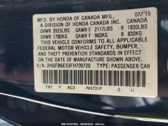 2HGFB6E53FH709720 Honda Civic Sedan Si