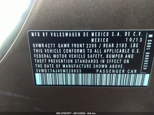 3VWD17AJ4EM228633 Volkswagen Jetta Sedan Se