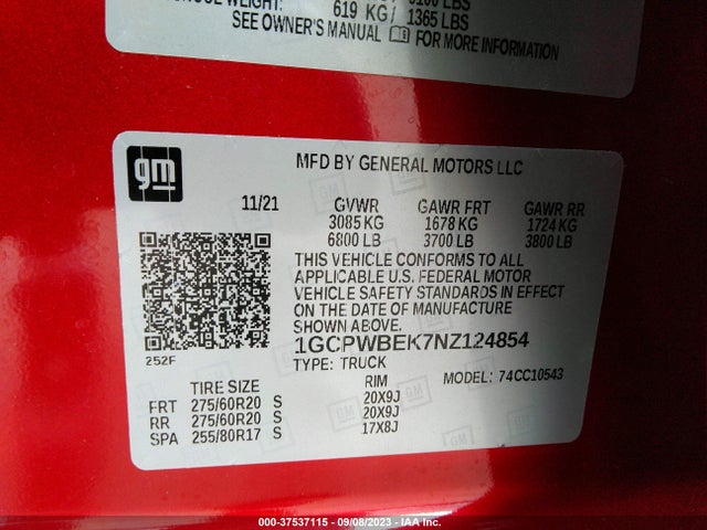 Chevrolet Silverado 1500 Ltd Custom 2022 1GCPWBEK7NZ124854 Image 9