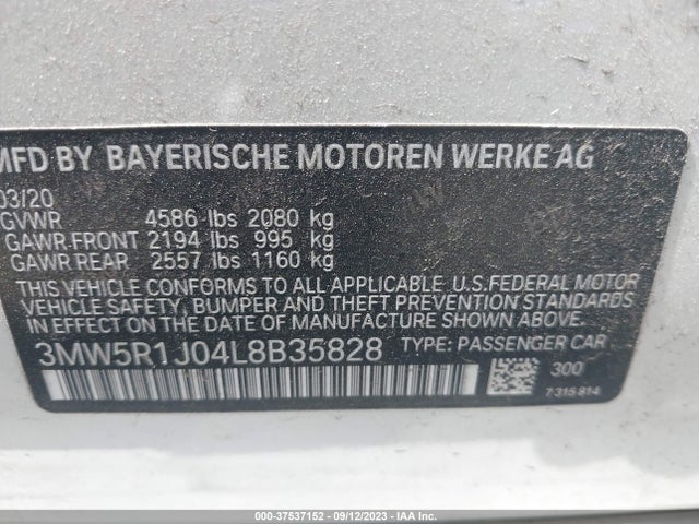 BMW 3 Series 330i 2020 аукцион фото