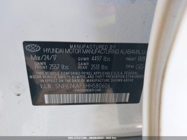 Hyundai Sonata 2.4l 2017 5NPE24AF6HH580606 Image 11