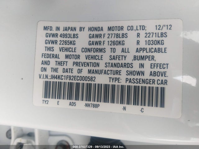 Acura Rlx Advance Pkg 2014 JH4KC1F92EC000582 Image 9