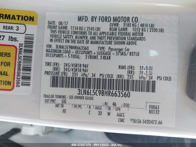 3LN6L5C98HR663560 Lincoln MKZ SELECT
