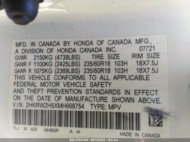 2HKRW2H5XMH668754 Honda CR-V EX