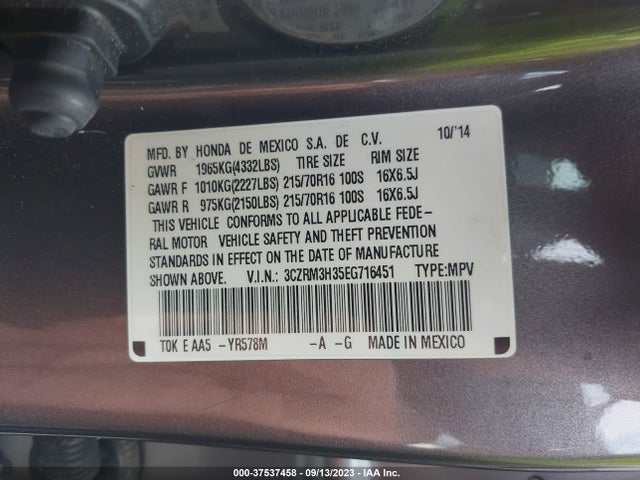 Honda CR-V LX 2014 3CZRM3H35EG716451 Image 9