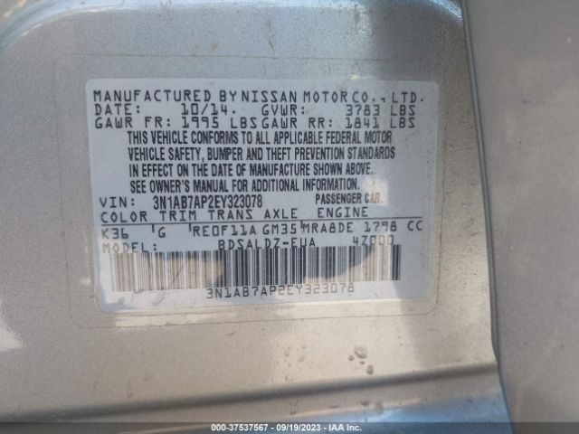 3N1AB7AP2EY323078 Nissan SENTRA SV