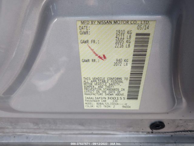 1N4AL3AP1FN300155 Nissan Altima 2.5 Sl