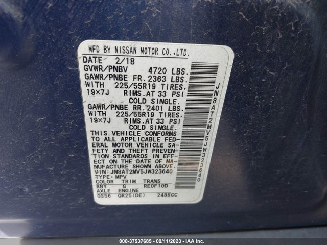Nissan Rogue Sl 2018 JN8AT2MV5JW323640 Image 9