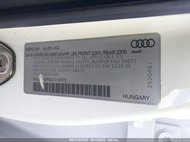 WAUA7GFF9G1116772 Audi A3 1.8t Premium