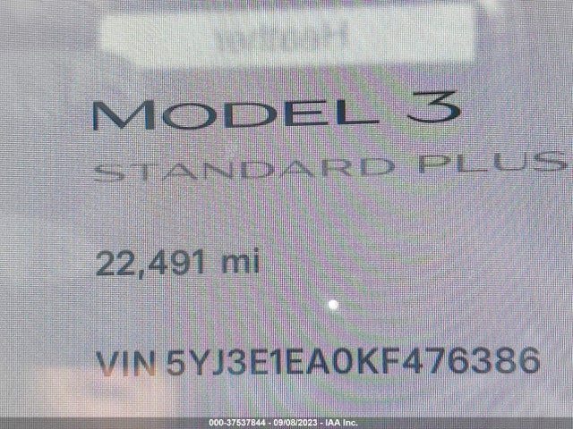 2019 Tesla 3, VIN: 5YJ3E1EA0KF476386