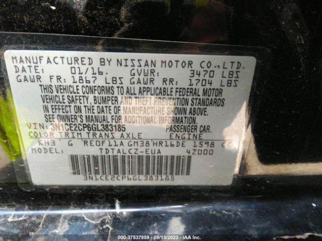 3N1CE2CP6GL383185 Nissan Versa Note S Plus