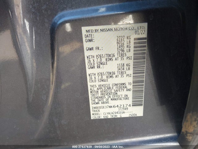 Nissan FRONTIER S 2022 1N6ED1EJ7NN642174 Image 15