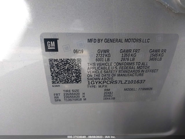 1GYKPCRS7LZ101637 Cadillac Xt6 Fwd Premium Luxury