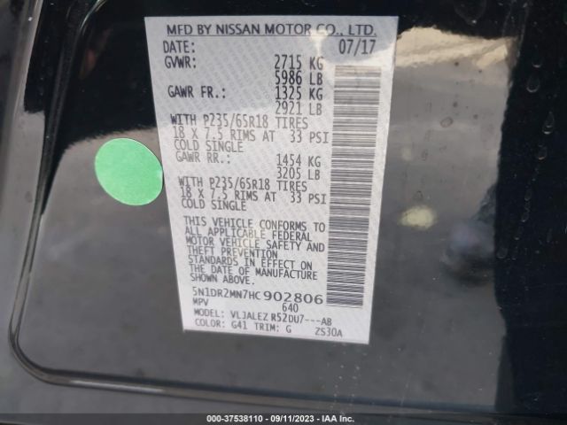 5N1DR2MN7HC902806 Nissan Pathfinder Sv