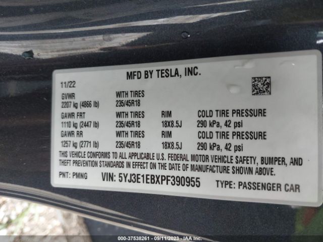5YJ3E1EBXPF390955 Tesla Model 3 Long Range