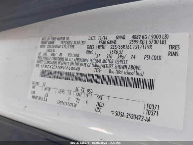 1FBZX2ZM6FKA28648 Ford Transit Wagon Xl/xlt