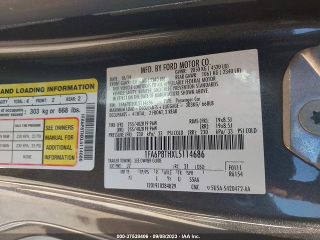 Ford Mustang Ecoboost 2020 1FA6P8THXL5114686 Image 9