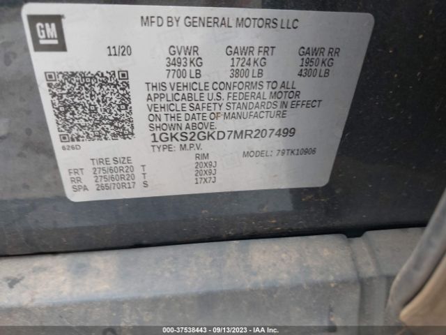 1GKS2GKD7MR207499 GMC Yukon Xl Slt