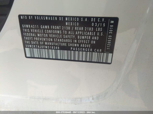 3VW2K7AJ0FM318349 Volkswagen Jetta Sedan 2.0l S
