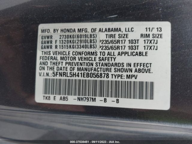 5FNRL5H41EB056878 Honda ODYSSEY EX