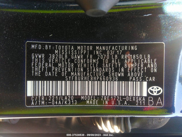 Toyota Corolla Xse 2017 5YFBURHE8HP660936 Image 9