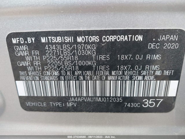 JA4APVAU1MU012035 Mitsubishi Outlander Sport Se