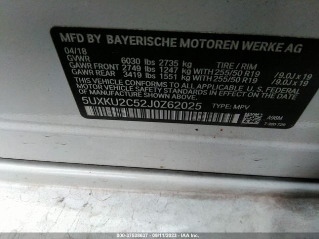 5UXKU2C52J0Z62025 BMW X6 Xdrive35i