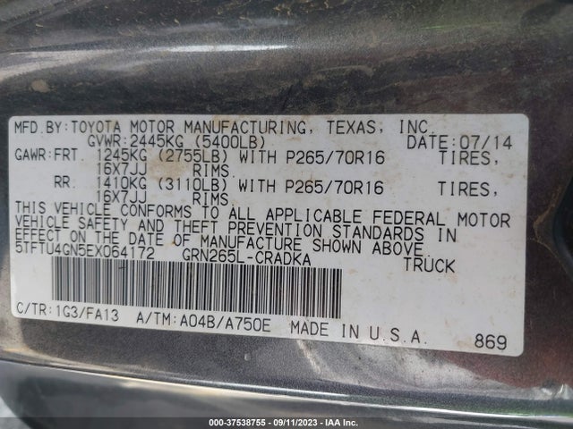 Toyota Tacoma Prerunner 2014 5TFTU4GN5EX064172 Image 15