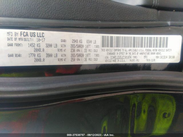 1C4RDJDG5JC101074 Dodge DURANGO GT