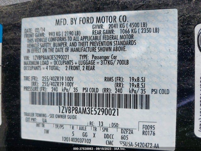 1ZVBP8AM3E5290021 Ford Mustang V6
