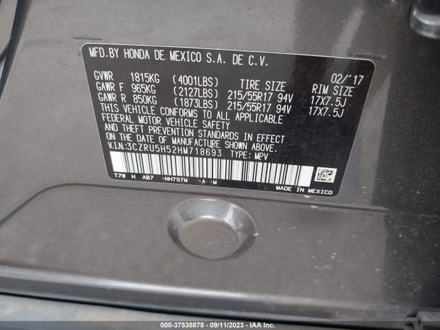 Honda HR-V EX 2017 3CZRU5H52HM718693 Image 9