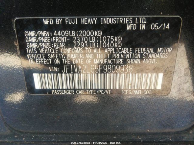 JF1VA2L65F9809938 Subaru Wrx Sti