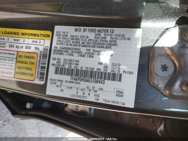 Ford FUSION SE 2016 1FA6P0HD6G5100443 Image 10