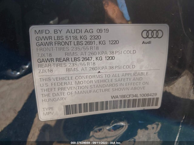 WA1BECF34L1008429 Audi Q3 Premium Plus 45 Tfsi Quattro Tiptronic