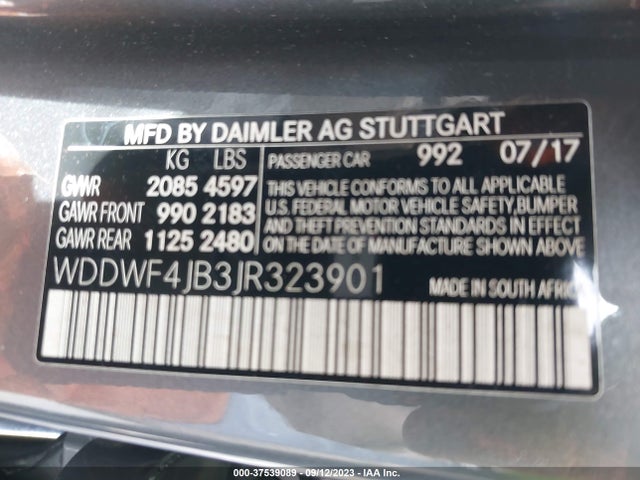 WDDWF4JB3JR323901 Mercedes-Benz C-class C 300