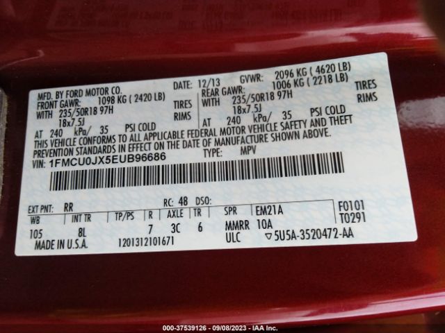 1FMCU0JX5EUB96686 Ford Escape Titanium