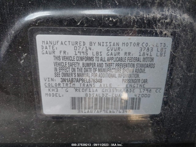 Nissan SENTRA SV 2014 3N1AB7AP9EL676348 Image 9