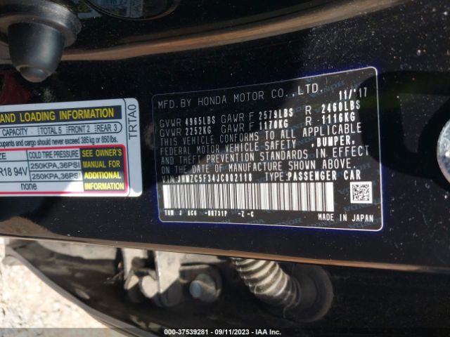 JHMZC5F34JC002118 Honda Clarity Plug-in Hybrid Touring