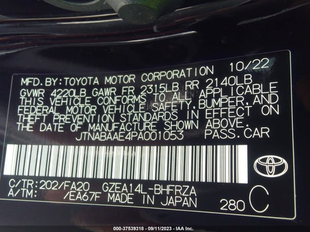 2023 Toyota Corolla, VIN: JTNABAAE4PA001053