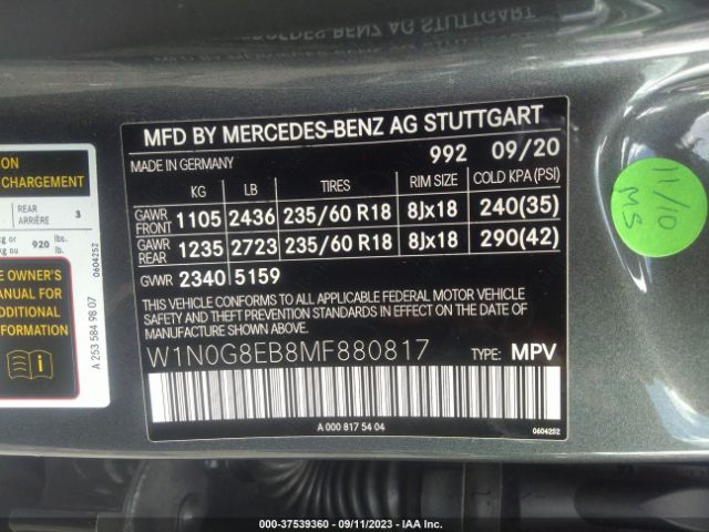 2021 MERCEDES-BENZ GLC 300 W1N0G8EB8MF880817 Photo 8