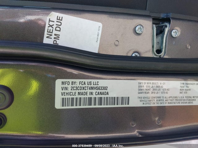2021 Dodge Charger, VIN: 2C3CDXCT4MH563302