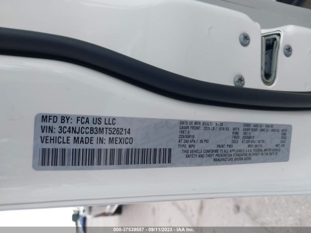 3C4NJCCB3MT526214 Jeep Compass Limited