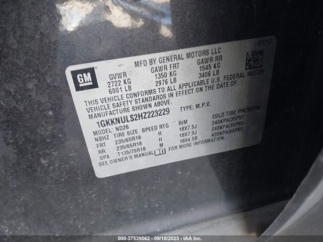 1GKKNULS2HZ223229 GMC ACADIA SLT