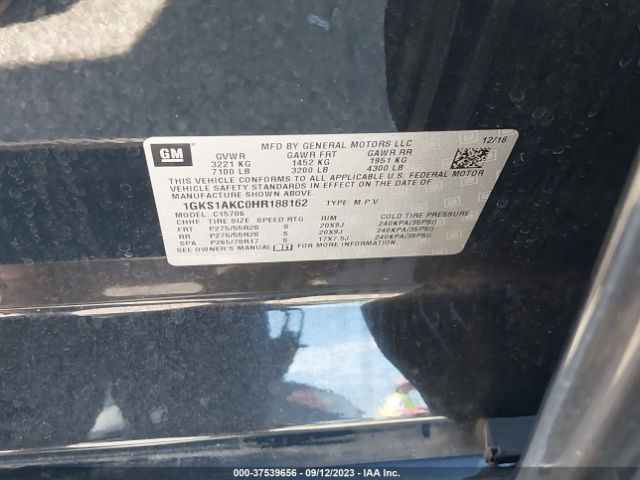 1GKS1AKC0HR188162 GMC YUKON SLE