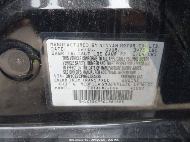 3N1CE2CP9GL384525 Nissan Versa Note Sv