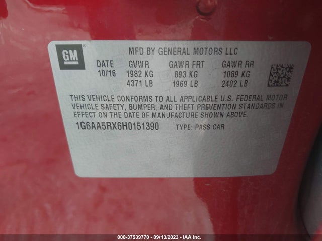 1G6AA5RX6H0151390 Cadillac Ats Sedan Rwd